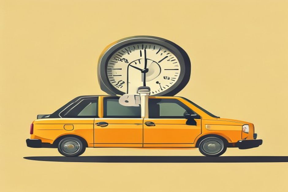 A taxi-style meter where the counter ticks only when a package is actually delivered, not while the car idles